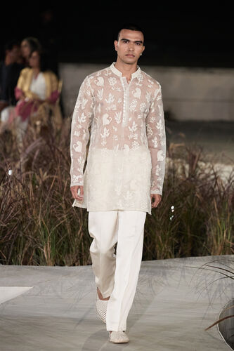 Leafspring Embroidered Kurta Set - Natural, Natural, image 1